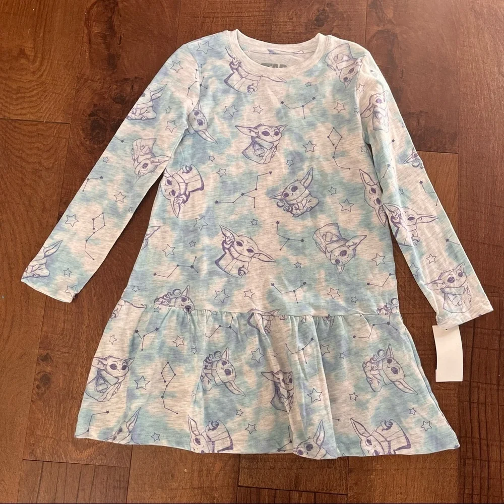 NWT long sleeve LS girls youth lightweight baby yoda dress XL